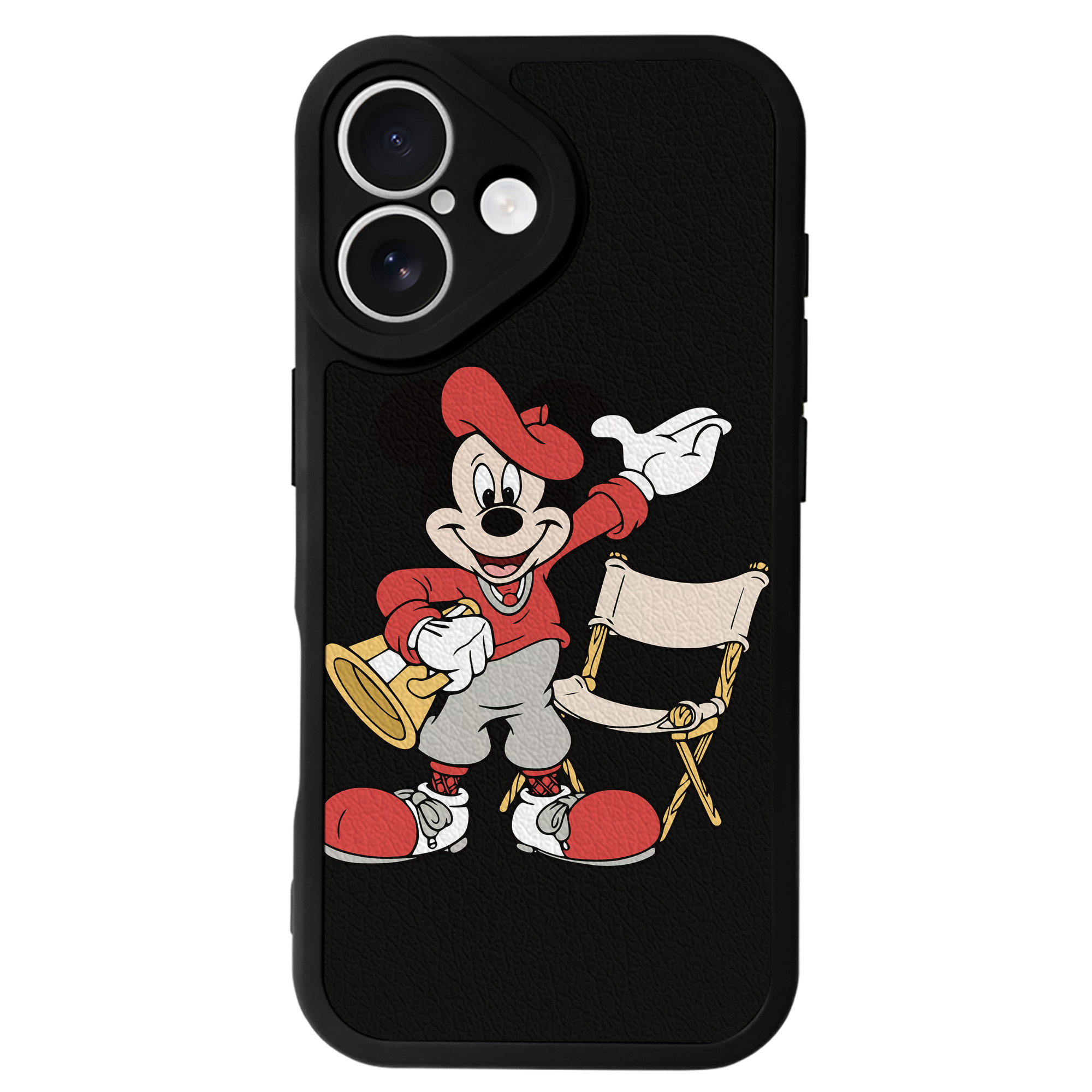 （画像用） ミッキーマウス Mickey Mouse 【iPhone 16シリーズ対応】シリコンスマホケース（レザー調） 材質：シリコン